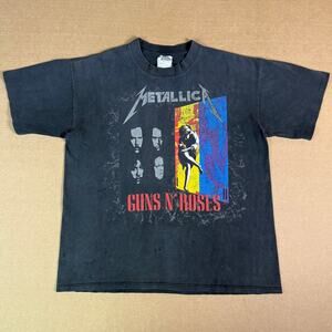 Vintage Metallica Guns N' Roses 1992 US Tour Heavy Metal Band T-Shirt Size Large